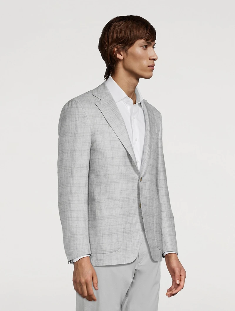 Windowpane Single-Breasted Jacket