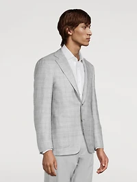 Windowpane Single-Breasted Jacket