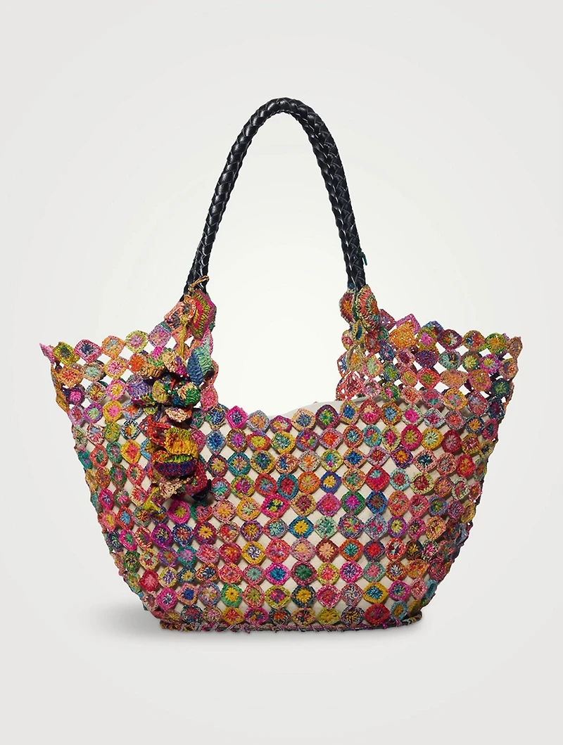 Rainbow Evasé Recycled Raffia Tote Bag