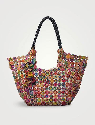 Rainbow Evasé Recycled Raffia Tote Bag