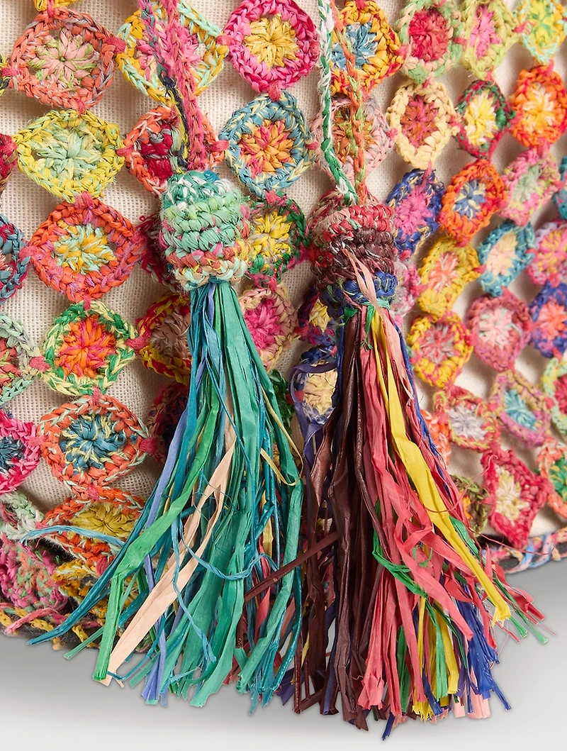 Rainbow Evasé Recycled Raffia Tote Bag
