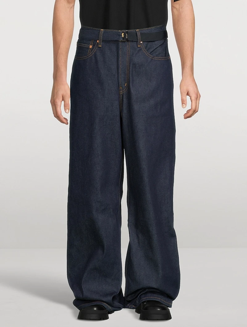 sacai x Levi's Wide-Leg Belted Jeans