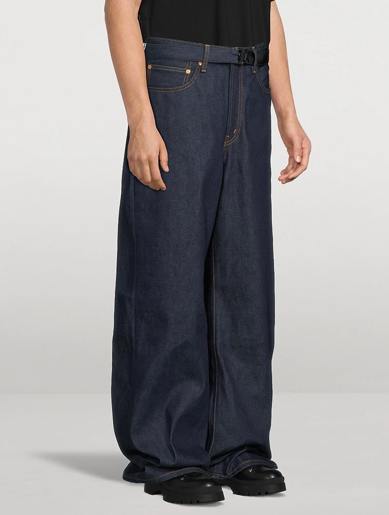 sacai x Levi's Wide-Leg Belted Jeans