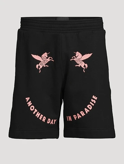 Embroidered Unicorns Fleece Bermuda Shorts