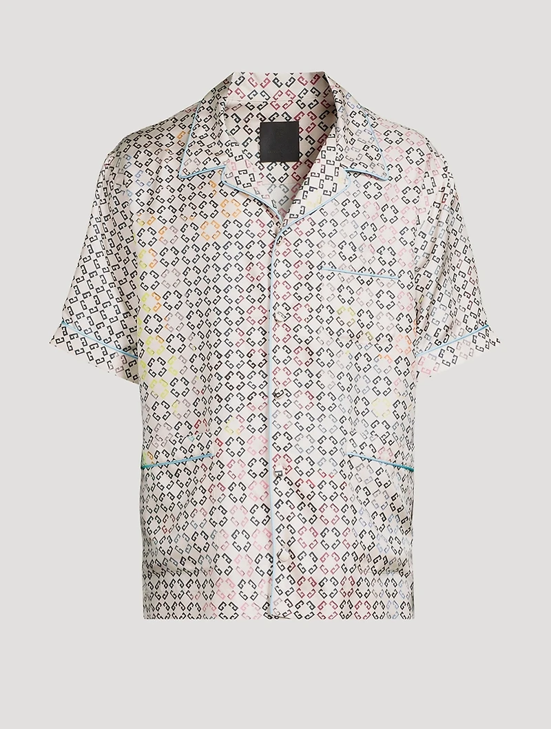 Monogram Silk Short-Sleeve Shirt