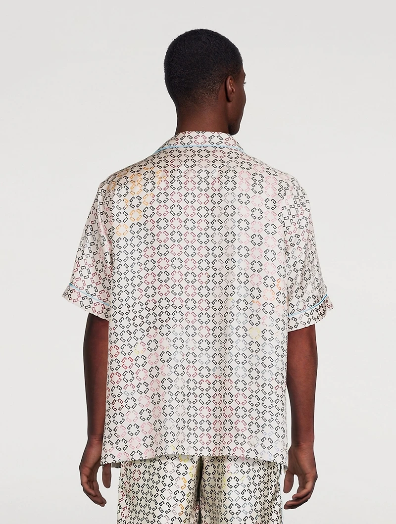 Monogram Silk Short-Sleeve Shirt