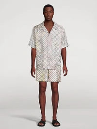 Monogram Silk Short-Sleeve Shirt