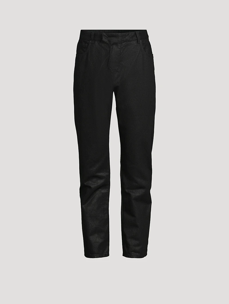 Coated Denim Straight-Leg Jeans
