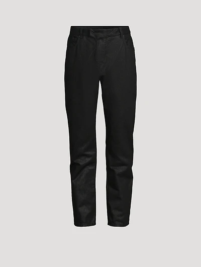 Coated Denim Straight-Leg Jeans