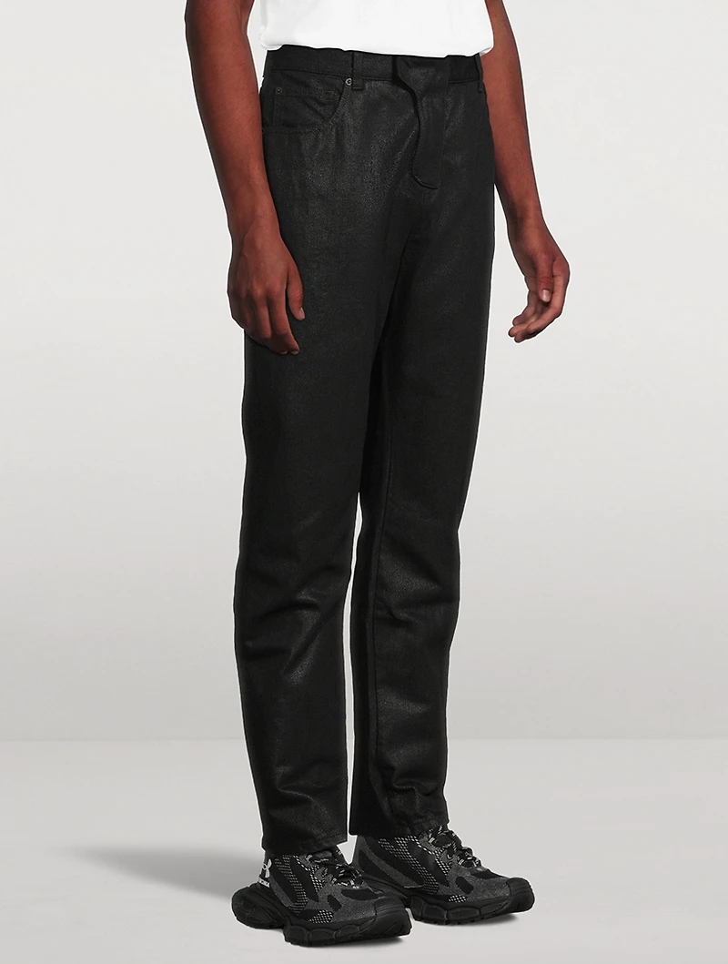 Coated Denim Straight-Leg Jeans