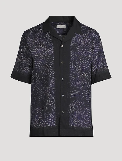 Boxy Short-Sleeve Shirt Paste Paper Print
