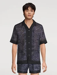 Boxy Short-Sleeve Shirt Paste Paper Print