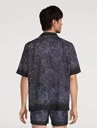 Boxy Short-Sleeve Shirt Paste Paper Print