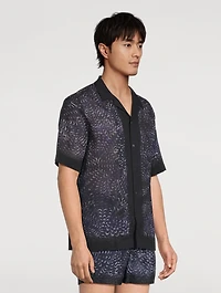 Boxy Short-Sleeve Shirt Paste Paper Print