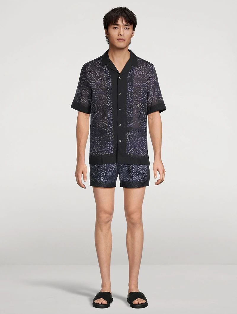 Boxy Short-Sleeve Shirt Paste Paper Print