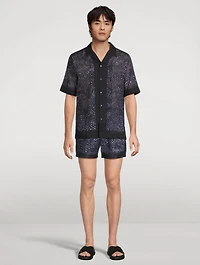 Boxy Short-Sleeve Shirt Paste Paper Print