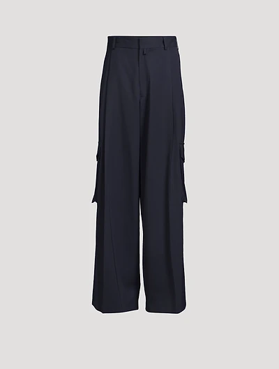 Wool Pleated Wide-Leg Pants