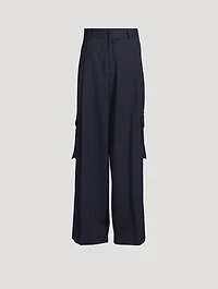 Wool Pleated Wide-Leg Pants