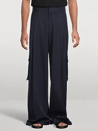Wool Pleated Wide-Leg Pants