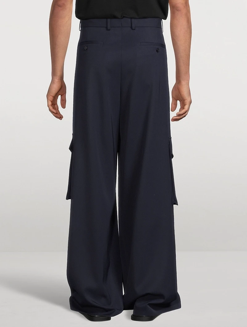 Wool Pleated Wide-Leg Pants
