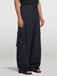 Wool Pleated Wide-Leg Pants