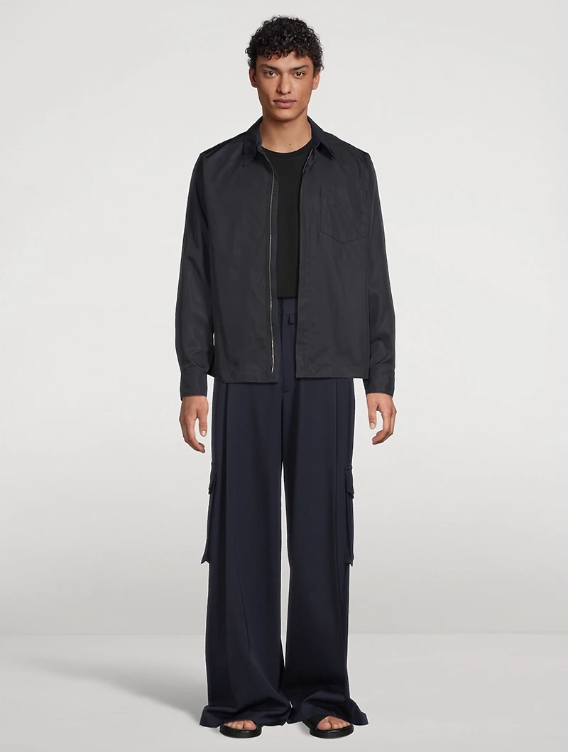 Wool Pleated Wide-Leg Pants