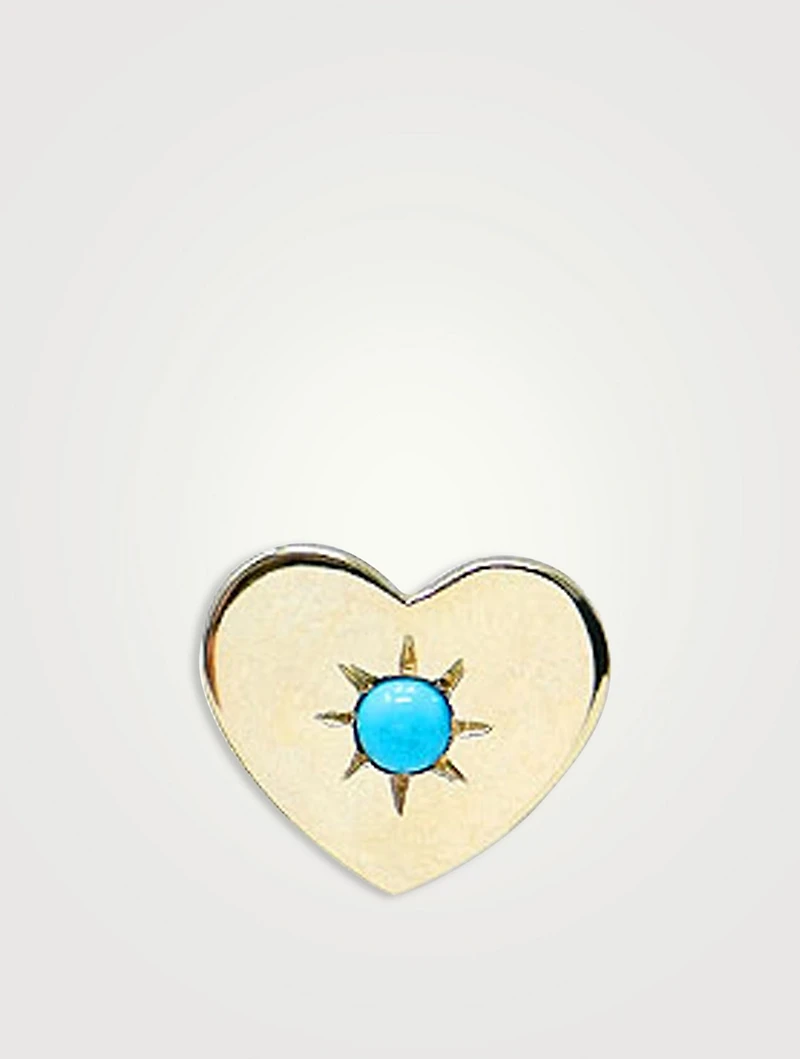 Love Letter 14K Gold Heart Single Stud Earring With Turquoise