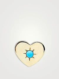 Love Letter 14K Gold Heart Single Stud Earring With Turquoise