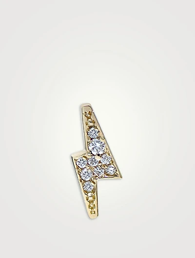 Aztec 14K Gold Lightning Bolt Left Stud Earring With Diamonds