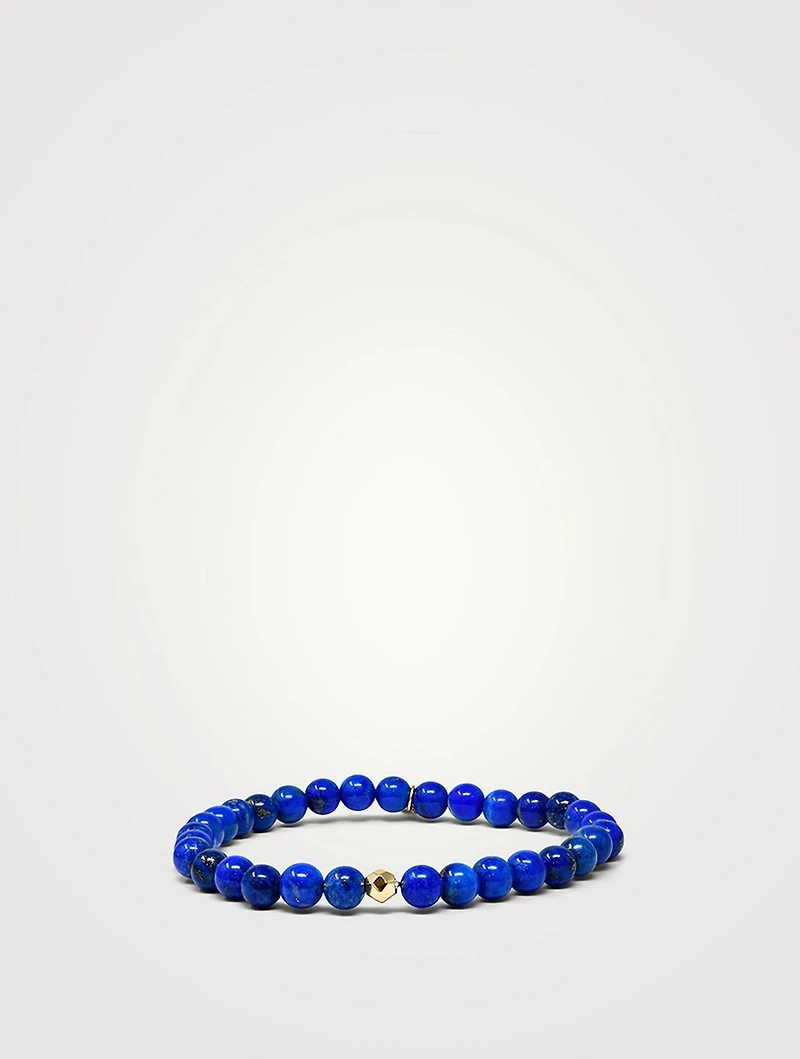 Bohème Smooth Lapis Beaded Bracelet With Gold Rock Bead