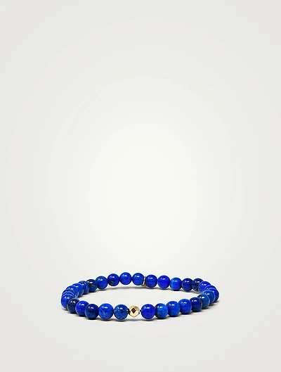 Bohème Smooth Lapis Beaded Bracelet With Gold Rock Bead