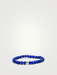 Bohème Smooth Lapis Beaded Bracelet With Gold Rock Bead