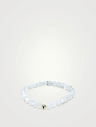 Bohème Smooth Moonstone Beaded Bracelet With Gold Rock Bead