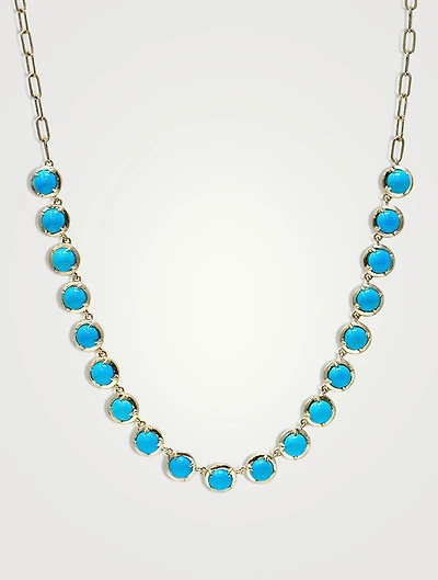 Mélia Kim 14K Gold Tennis Necklace With Turquoise