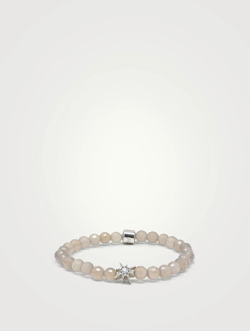 Bohème Silver Faceted Gray Agate Bracelet With Starburst Charm