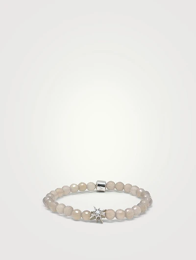 Bohème Silver Faceted Gray Agate Bracelet With Starburst Charm