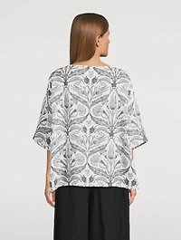 Linen Tunic Mughal Carnation Garden Print