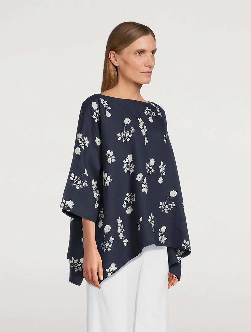 Linen Tunic Peony Print