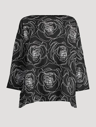 Rose-Embroidered Linen Cotton Tunic