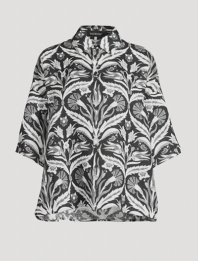 Linen Shirt Mughal Carnation Garden Print