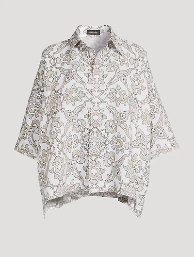 Linen Shirt Ottoman Tile Print