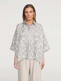 Linen Shirt Ottoman Tile Print