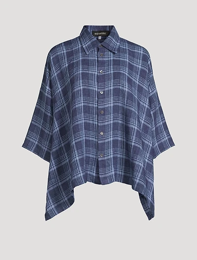 Linen Shirt Plaid Print