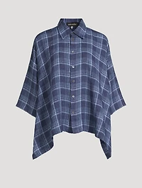 Linen Shirt Plaid Print