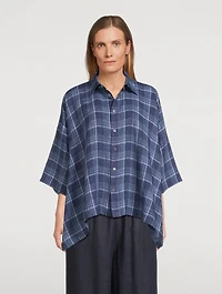 Linen Shirt Plaid Print