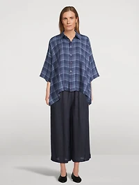 Linen Shirt Plaid Print