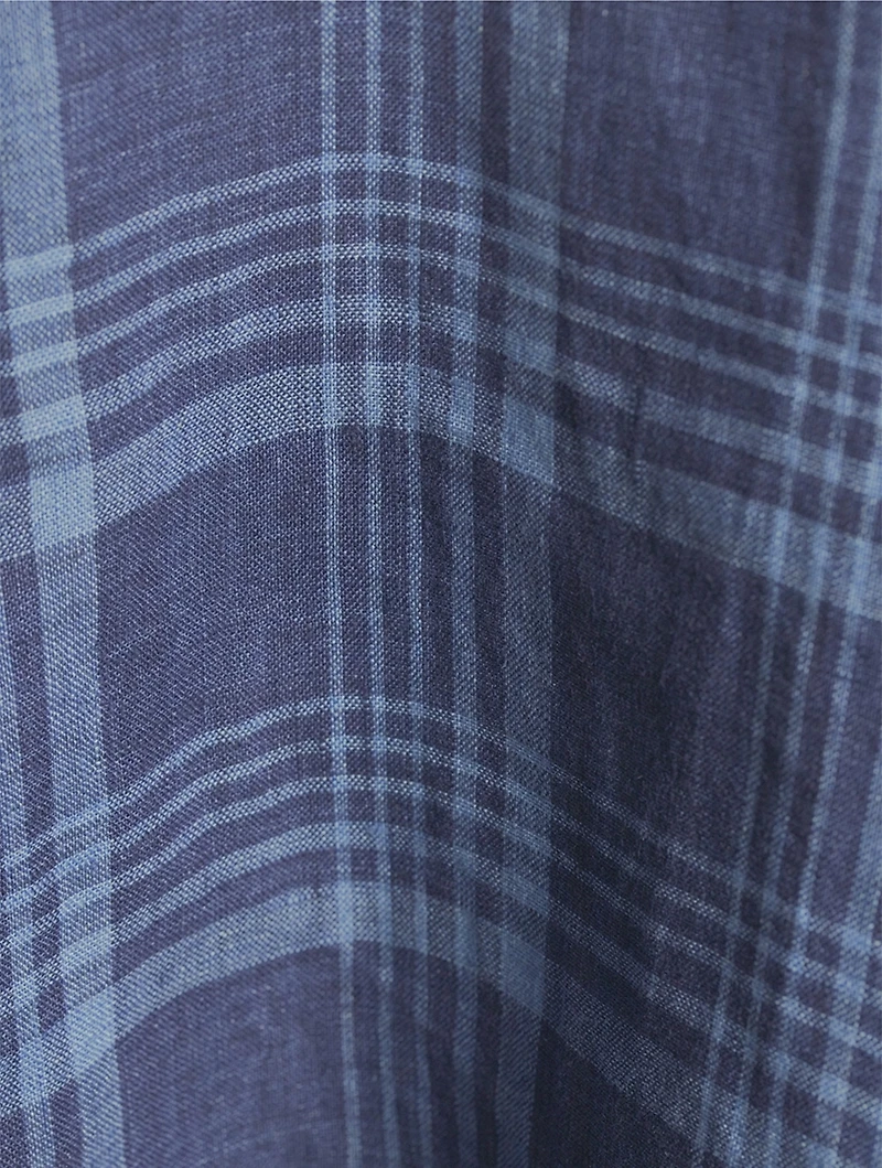 Linen Shirt Plaid Print