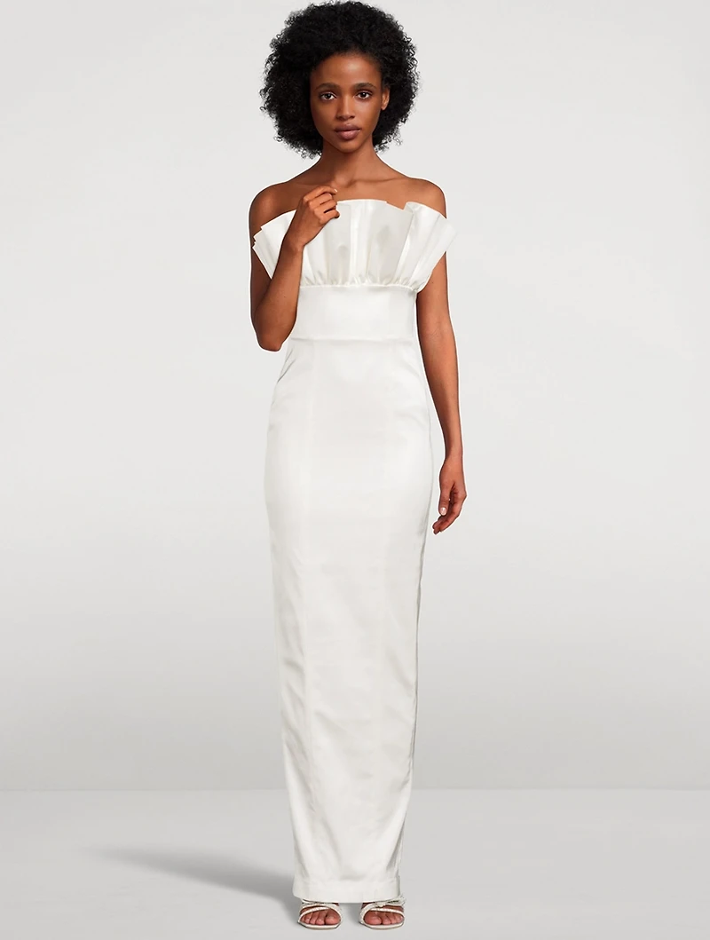Noah Ruffled Satin Gown