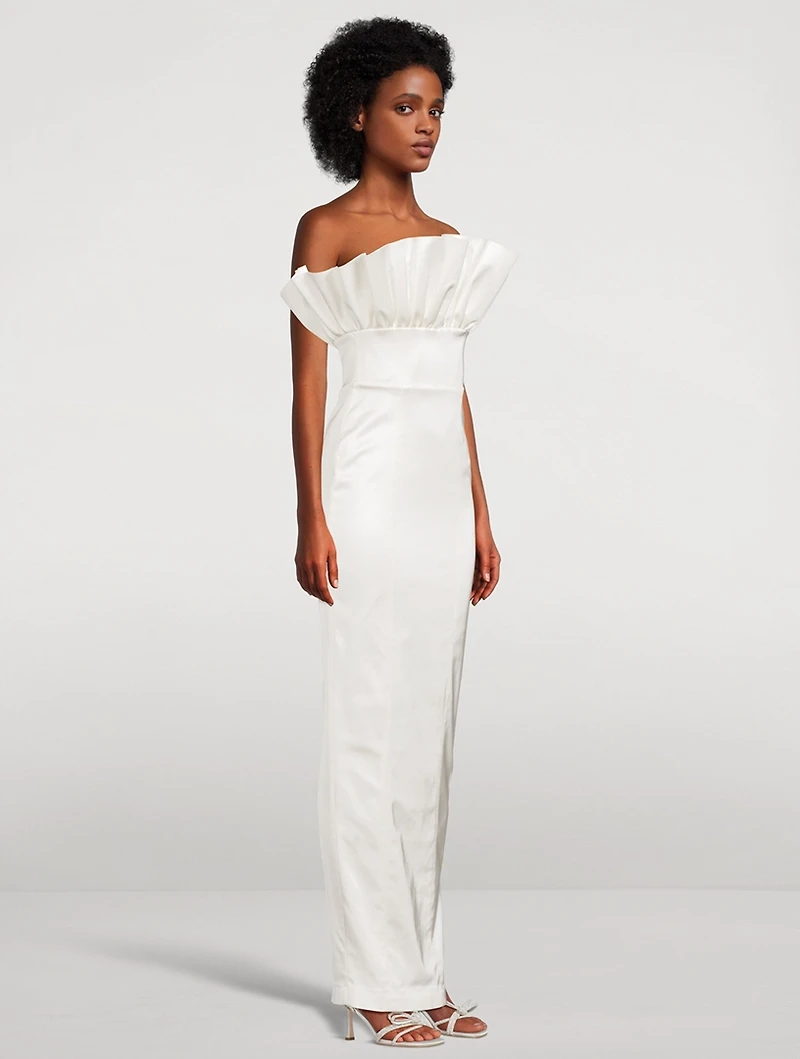 Noah Ruffled Satin Gown