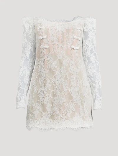 Rachel Off-The-Shoulder Lace Mini Dress